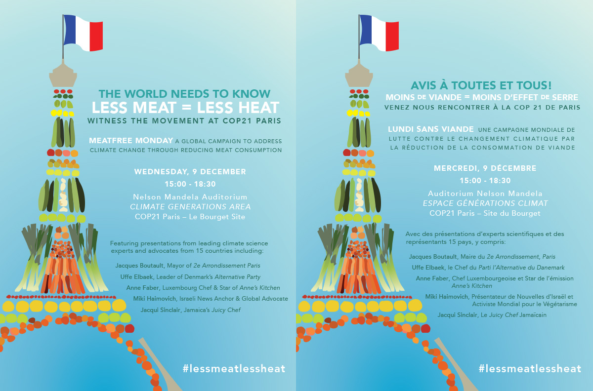 COP21 Less Meat Less Heat poster